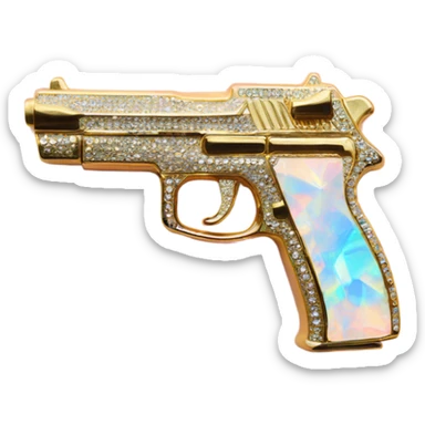 opal crystal rhinestone gold gun sticker