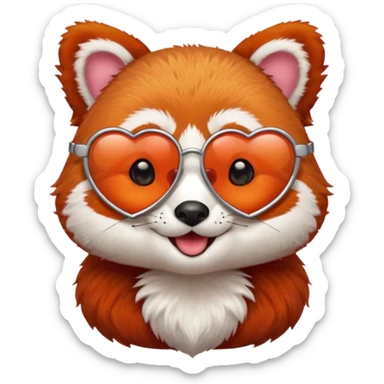 red Panda with heart glasses sticker