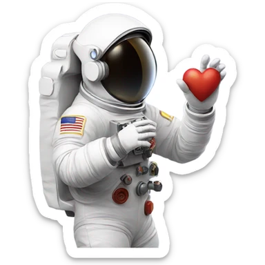 An astronaut making a heart with their hands. sticker
