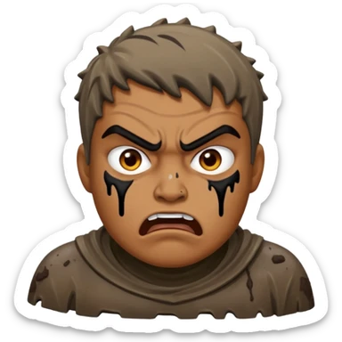 Rahjeed covered in dirty chunky mud angry sticker
