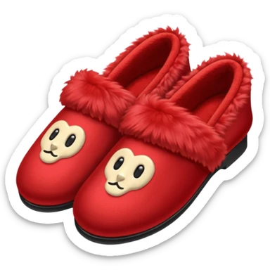 red slippers with red fur sticker