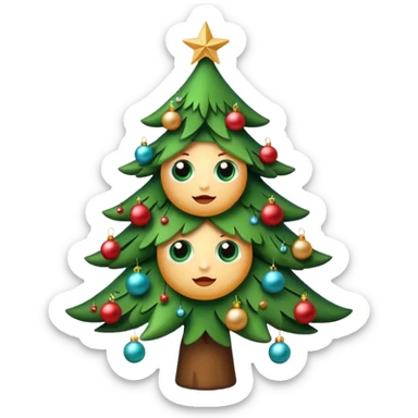 Christmas tree with cute eyes  sticker
