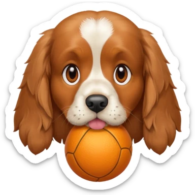 A orange roan cocker spaniel with a ball in its mouth  sticker