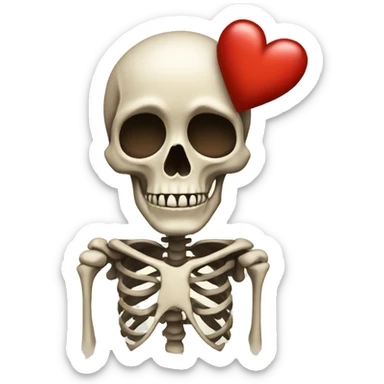 Skeleton with heart  sticker