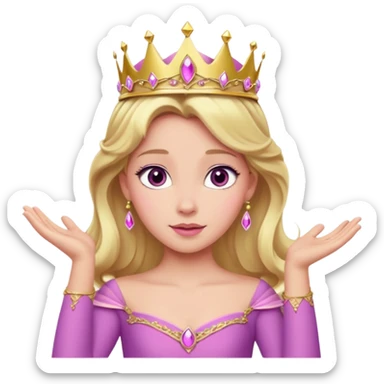 Princesa aurora Disney com vestido rosa escuro de manga comprida rosa claro com tiara pequena e dourada de corpo inteiro com olhos lilás fazendo uma pose sticker