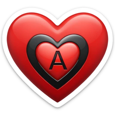 Make a red and black heart with an a in it sticker