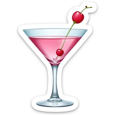 A pink martini in a V-shaped glass with a tiny cherry floating on top.
 sticker