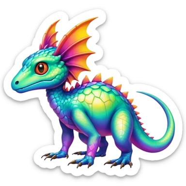  exotic tropical iridescent cyber-Fakémon-Vernid-creature sticker