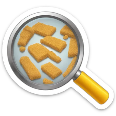 a magnifying glass looking at crumbs sticker