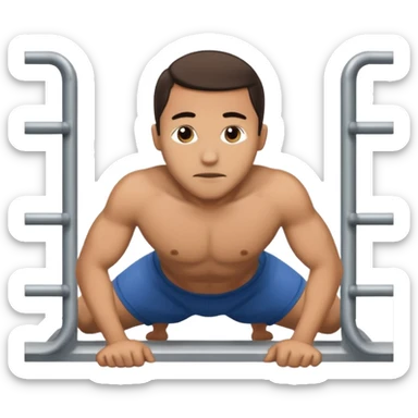 Prisoner doing pushups in jail cell front view sticker