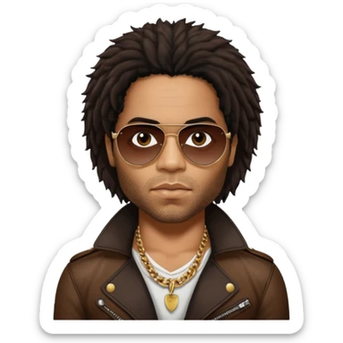 Lenny Kravitz with long dark brown hair sticker