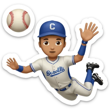 baseball player diving to catch the ball sticker