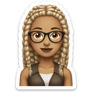 lightskin girl with dirty blonde small box braids and brown glasses sticker