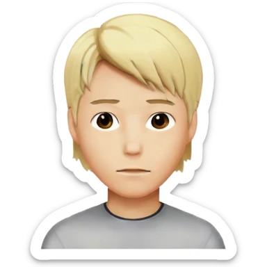 a anime blonde guy with midle part and a jawline sticker