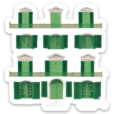 with green shutters pink 19th century villa  sticker