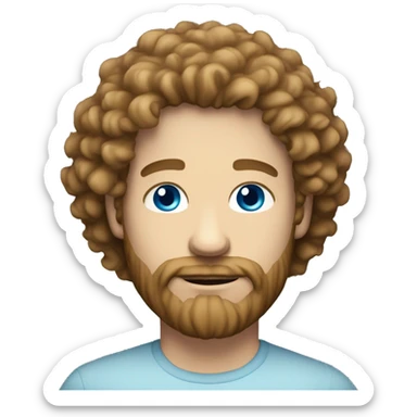 handsome white man with beard, blue eyes, light brown fluffy curly hair sticker