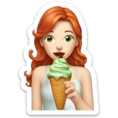greeneyed redhead licking icecream sticker