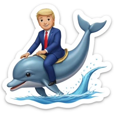trump riding a dolphin sticker