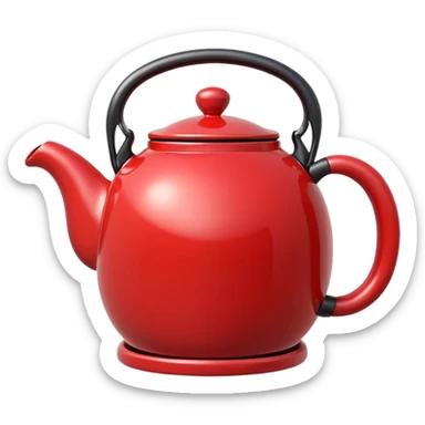 teapot emoji style, similar to dual sword and coffee cup emoji style, moderate red color #c05734 sticker