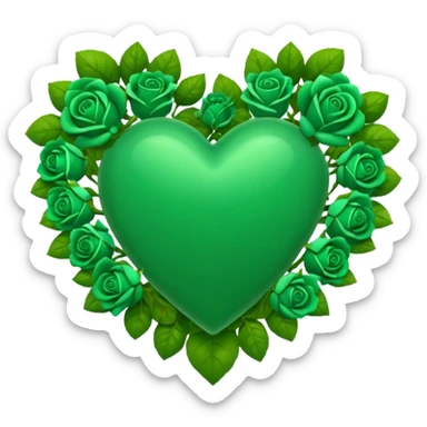 Green Heart with green roses  sticker