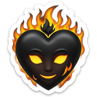 A dark black heart with glowing black flames rising smoothly, giving a mysterious and powerful feel. Transparent background, simple emoji style with a dramatic touch. sticker