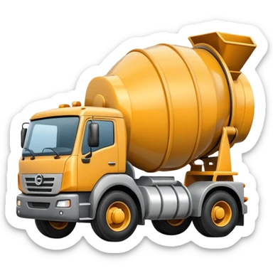 Illustrate a cement mixer truck with a rotating drum on the back. sticker