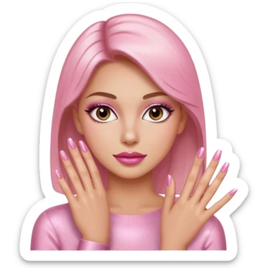 Pink manicure shimmer nails woman sticker