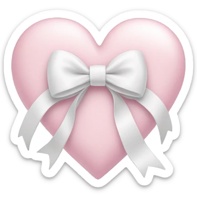 Pastel pink heart with white bow sticker