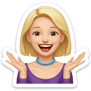 Do a girl laughing and choking her neck with two hands sticker