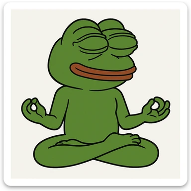create a pepe doing yoga, white background sticker