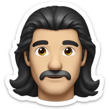 antonio banderas long black hair, head and shoulder sticker