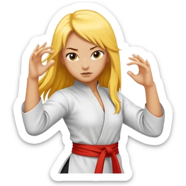 sexy girl with long yellow hair, kung fu sticker