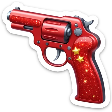 red glitter gun sticker