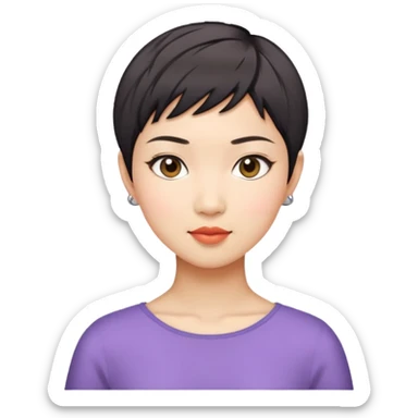 Asian woman model with pixie cut sticker