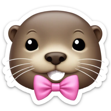 otter with a pink bow on his head sticker