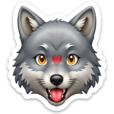 Wolf leckt sticker