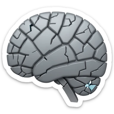 mixed up the heart broken emoji and brain emoji, create a broken brain (keeps the brain emoji color) sticker