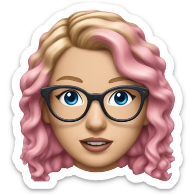 Hyper Realistic Taylor Swift blue eyes and glasses with pink hair  sticker