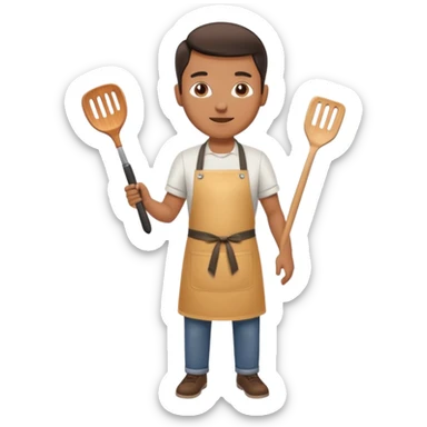 man cooking barbecue full-body sticker
