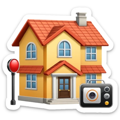 House that is beeing secured by a alarm system and camera sticker