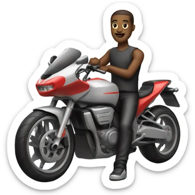 man with sports bike sticker