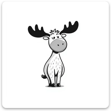 Hand drawn doodle style moose sticker