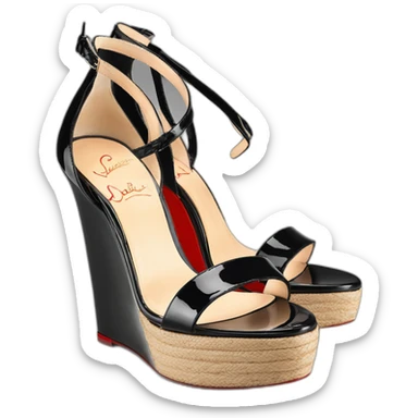 Platform wedges black louboutin sandal patent sticker