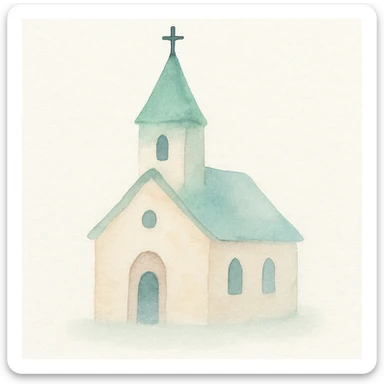 church icon, watercolor art style sticker