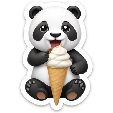 Panda eating ice cream sticker