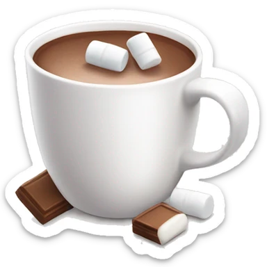 White Mug of hot chocolate with marshmallows sticker