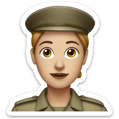 White Freckled military woman with lightbrown hair in bun sticker