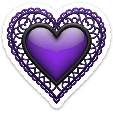black and purple lace heart sticker