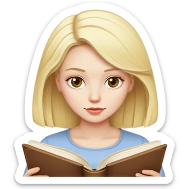 Blonde woman reading a book sticker