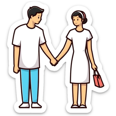 couple holding hands romantic sticker